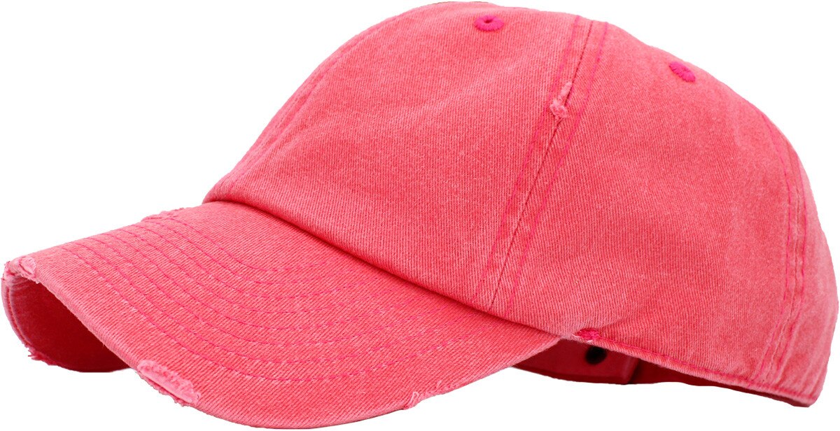 Pigment Washed Hot Pink Distressed Vintage Baseball Cap Side View
